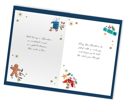 Magnifique Embellished Christmas Cheer Grandson Large Christmas Greeting Card
