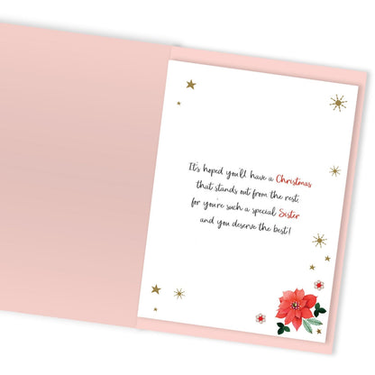 Sister Christmas Card Large Magnifique Hand-Finished Embellished Tree Design