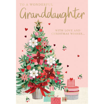 Granddaughter Christmas Card Large Magnifique Hand-Finished Embellished  Design
