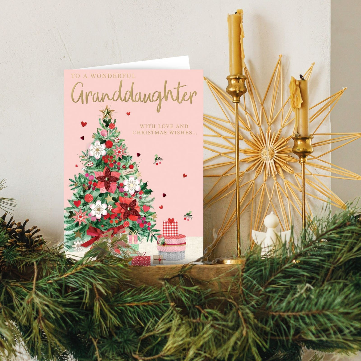 Granddaughter Christmas Card Large Magnifique Hand-Finished Embellished  Design
