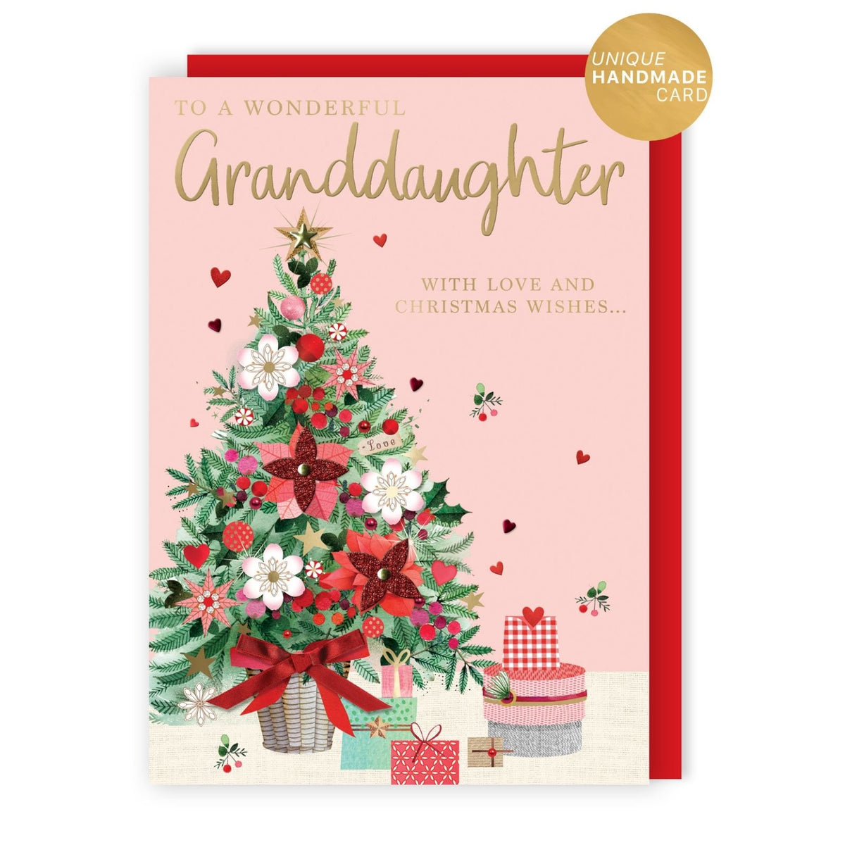 Granddaughter Christmas Card Large Magnifique Hand-Finished Embellished  Design