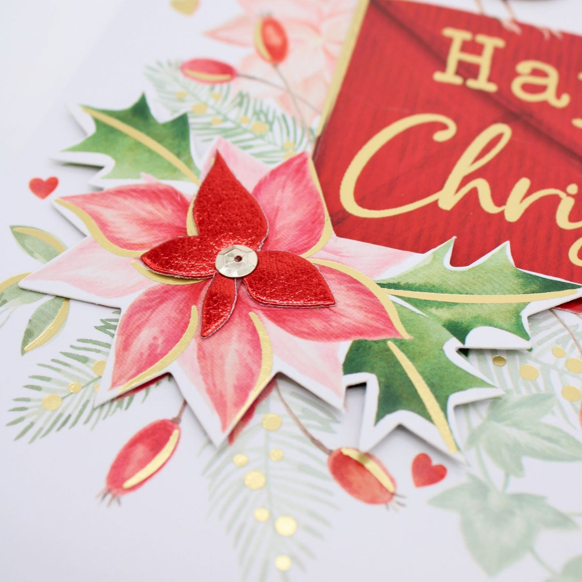 Mum & Dad Christmas Card Large Magnifique Hand-Finished Embellished Robin Design