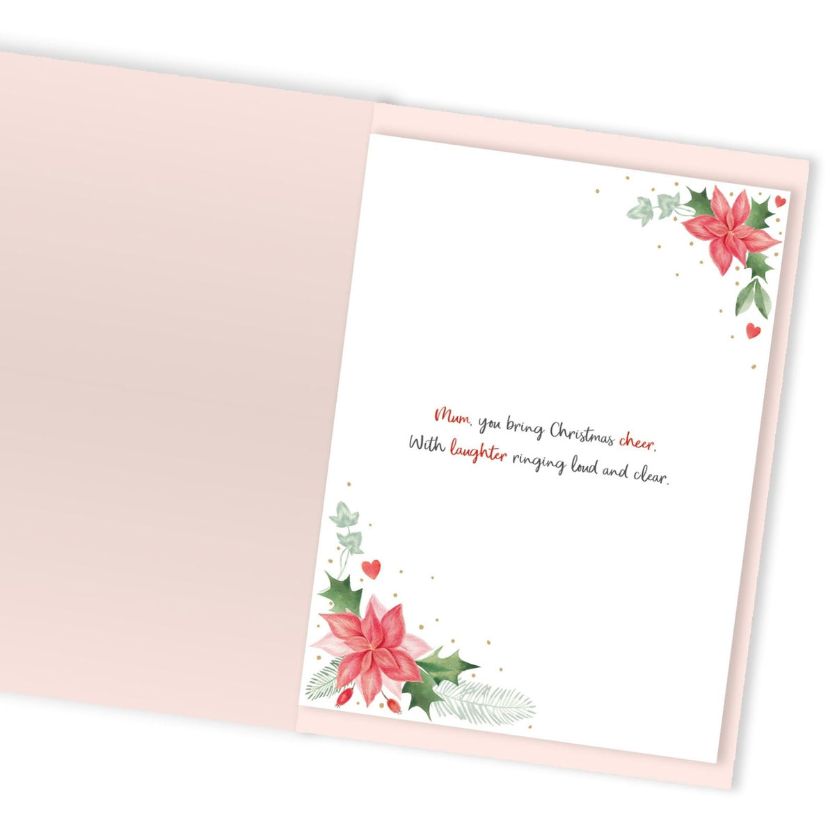 Mum Christmas Card Large Magnifique Hand-Finished Embellished Poinsettia Design