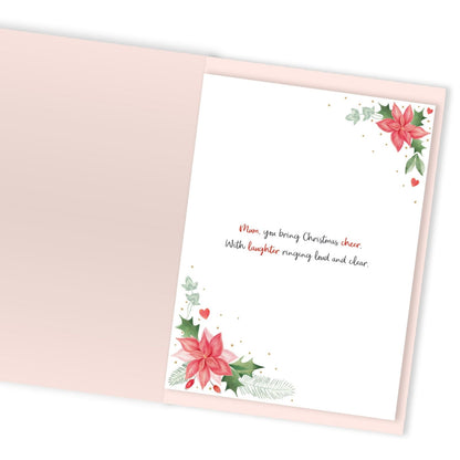 Mum Christmas Card Large Magnifique Hand-Finished Embellished Poinsettia Design