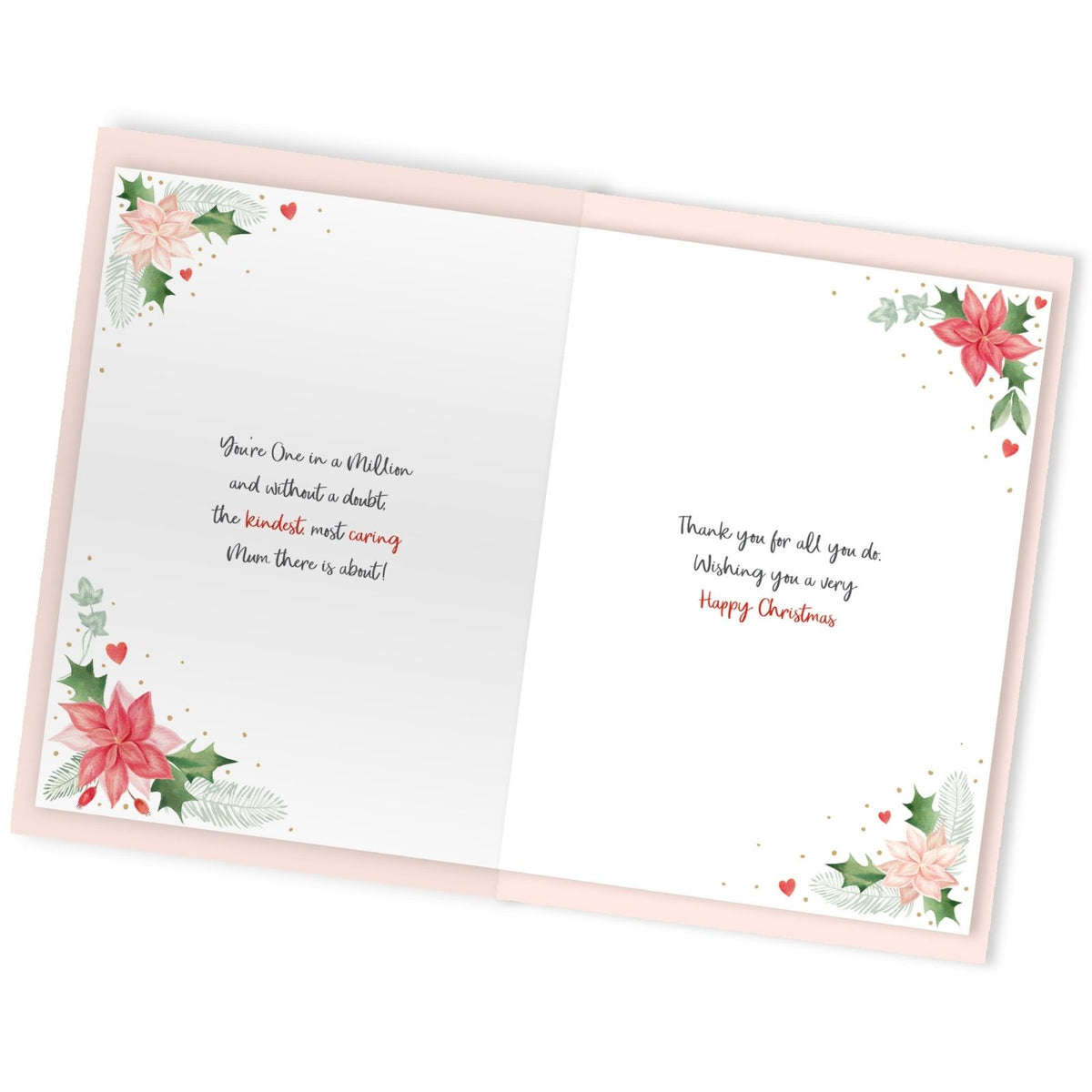 Mum Christmas Card Large Magnifique Hand-Finished Embellished Poinsettia Design
