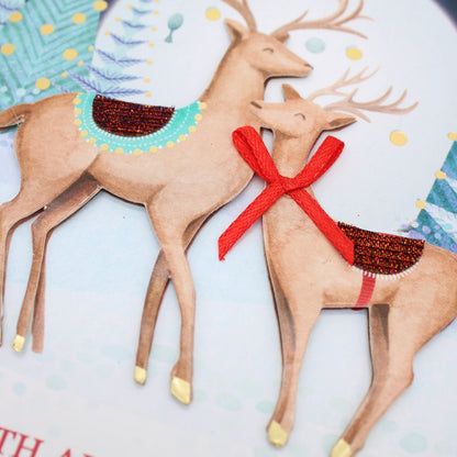 Husband Christmas Card Large Magnifique Hand-Finished Embellished Deer Design