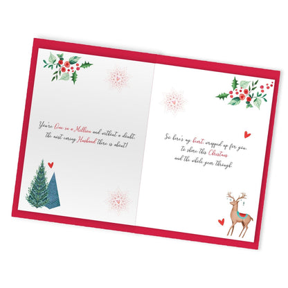 Husband Christmas Card Large Magnifique Hand-Finished Embellished Deer Design