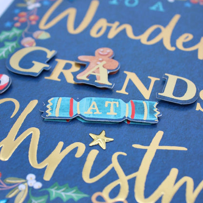 Grandson Christmas Card Large Magnifique Hand-Finished Embellished Xmas Design