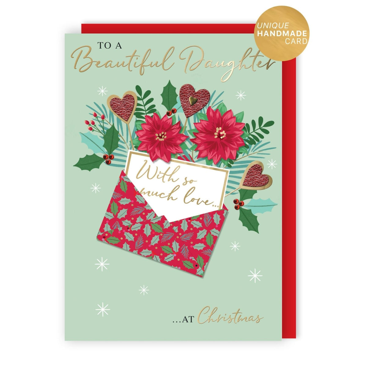 Daughter Christmas Card Large Magnifique Hand-Finished Embellished Letter Design