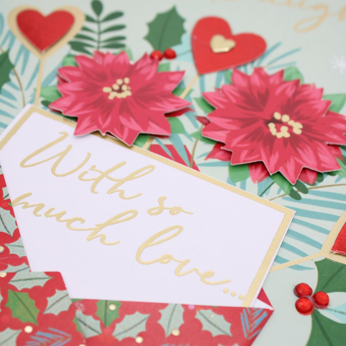 Daughter Christmas Card Large Magnifique Hand-Finished Embellished Letter Design