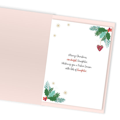 Daughter Christmas Card Large Magnifique Hand-Finished Embellished Letter Design