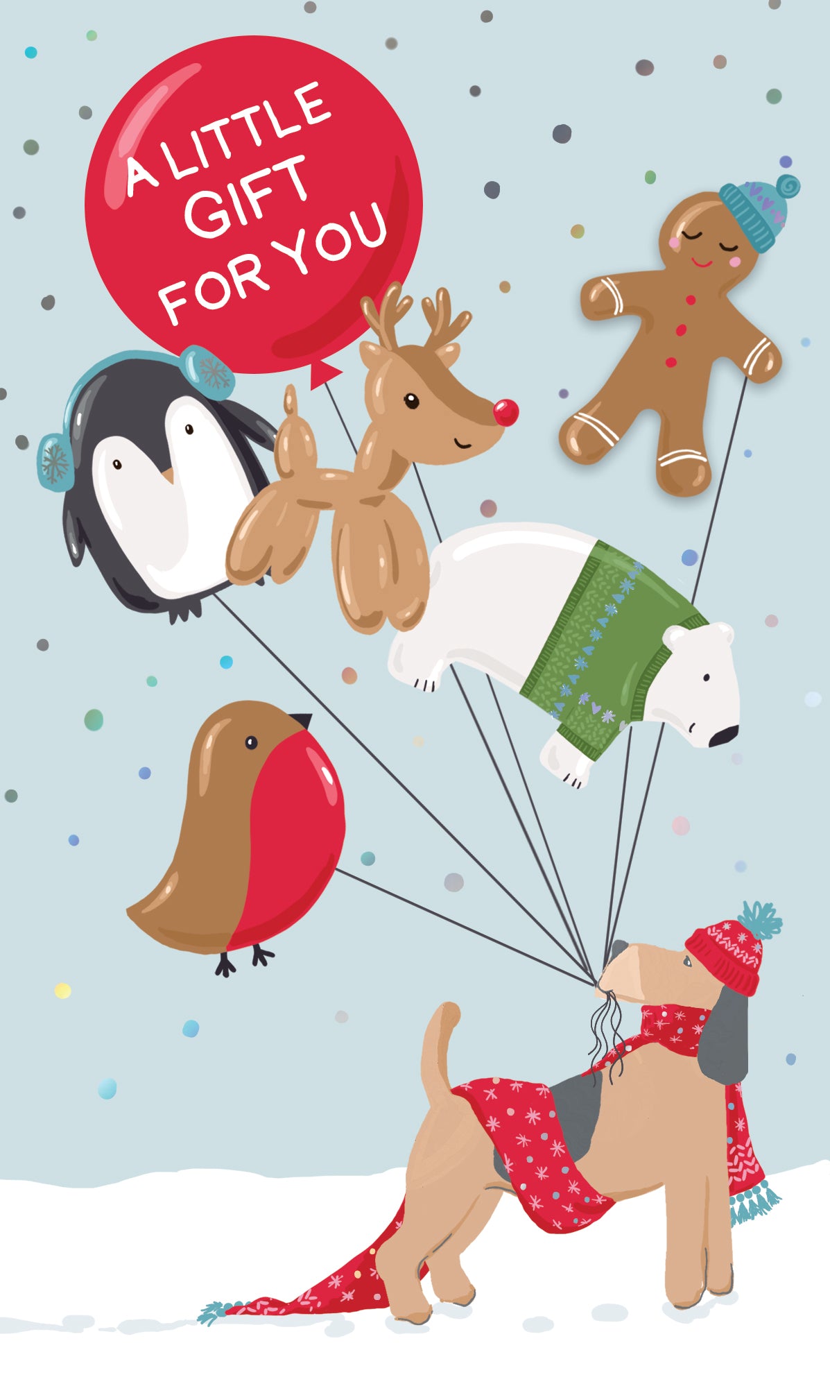 Dog With Christmas Balloons Christmas Money Wallet Gift Card