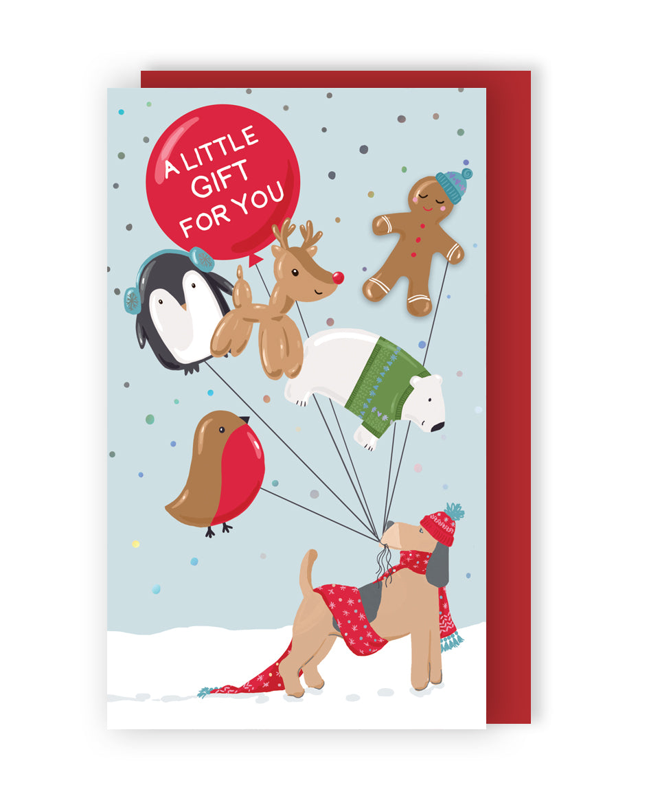 Dog With Christmas Balloons Christmas Money Wallet Gift Card