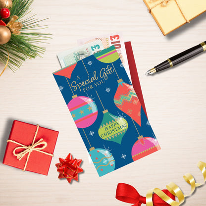 Festive Baubles Christmas Money Wallet Gift Card