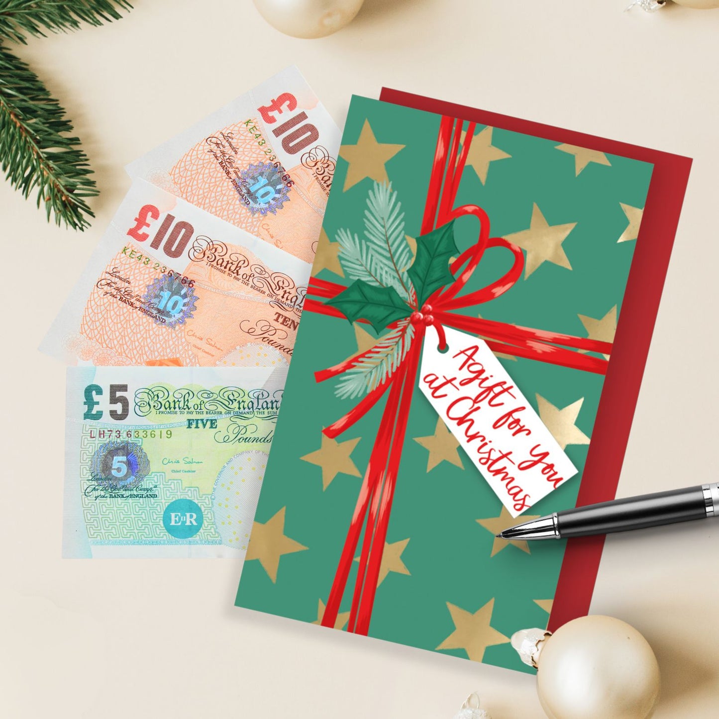Money Wallet Christmas Card A Gift For You At Christmas Festive Bow Gift Card
