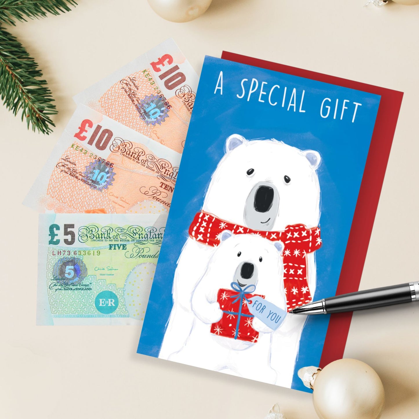 Money Wallet Christmas Card A Special Gift Cute Festive Polar Bears  Gift Card