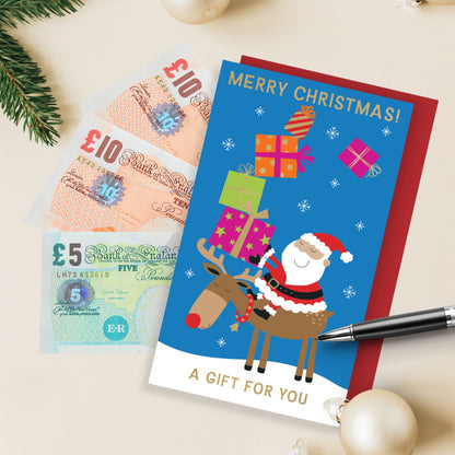 Money Wallet Christmas Card A Gift For You Cute Santa & Rudolph Gift Card