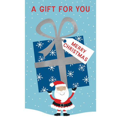 Money Wallet Christmas Card A Gift For You Cute Santa Holding Present Gift Card