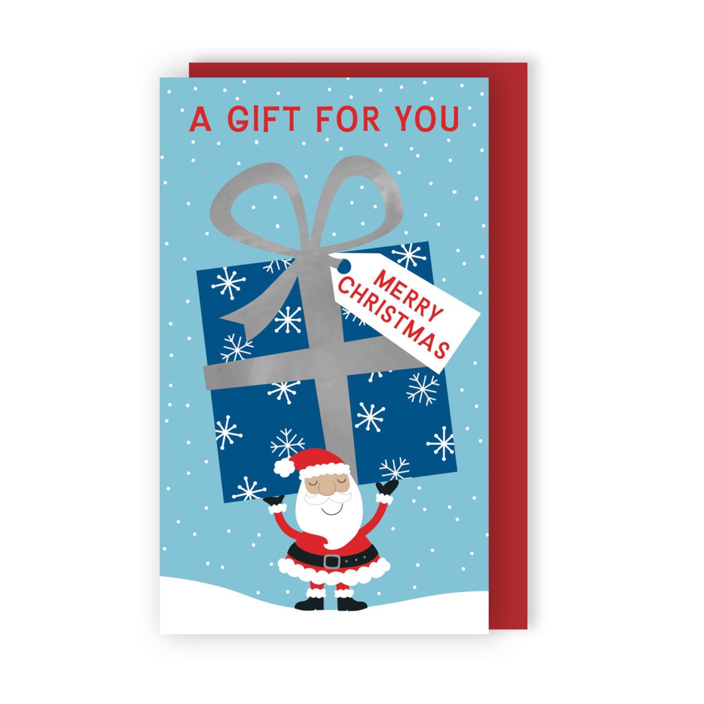 Money Wallet Christmas Card A Gift For You Cute Santa Holding Present Gift Card