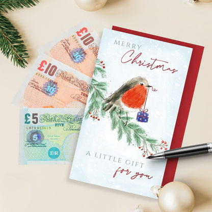 Money Wallet Christmas Card A Little Gift For You Festive Robin Gift Card