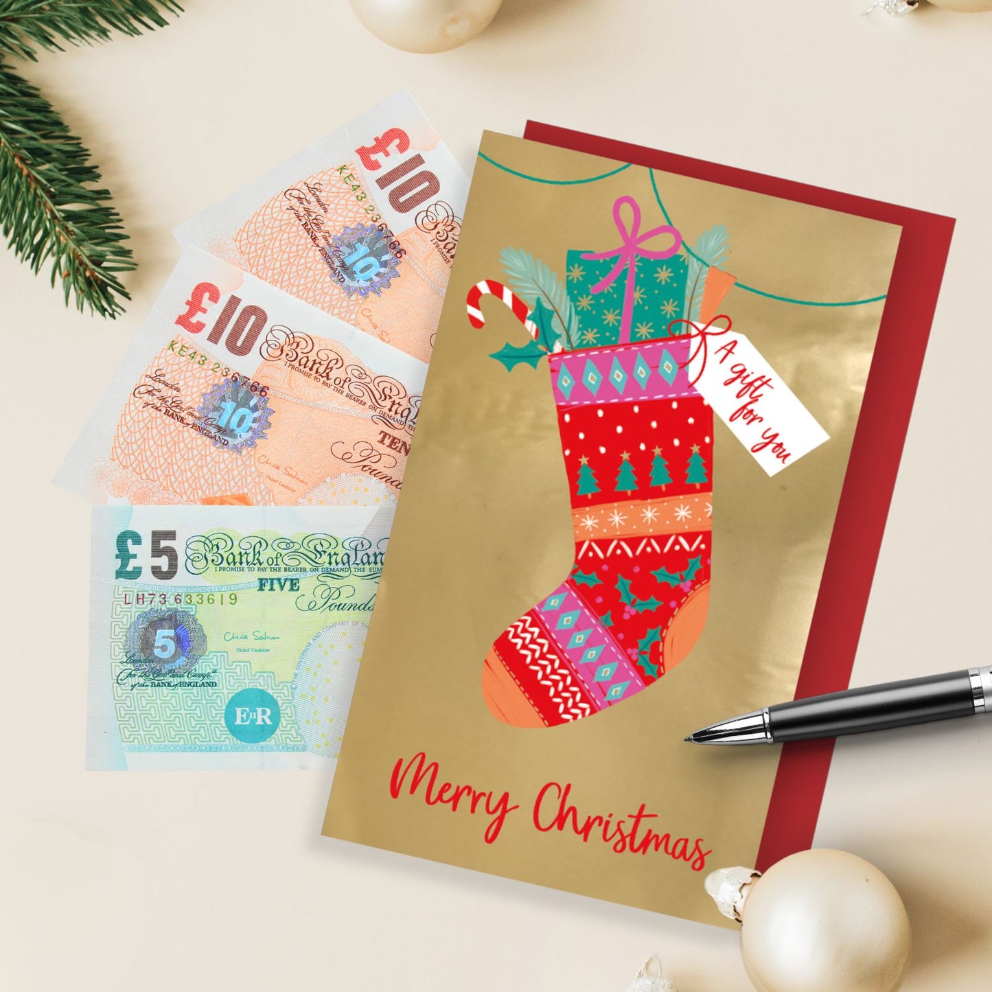 Money Wallet Christmas Card A Gift For You Festive Stocking Gift Card