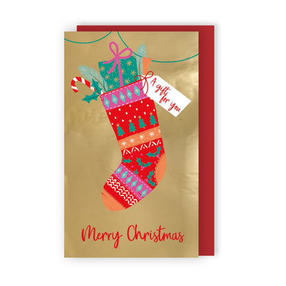 Money Wallet Christmas Card A Gift For You Festive Stocking Gift Card