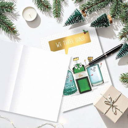 Quitting Hollywood Christmas Card We Three Gins! Funny Card