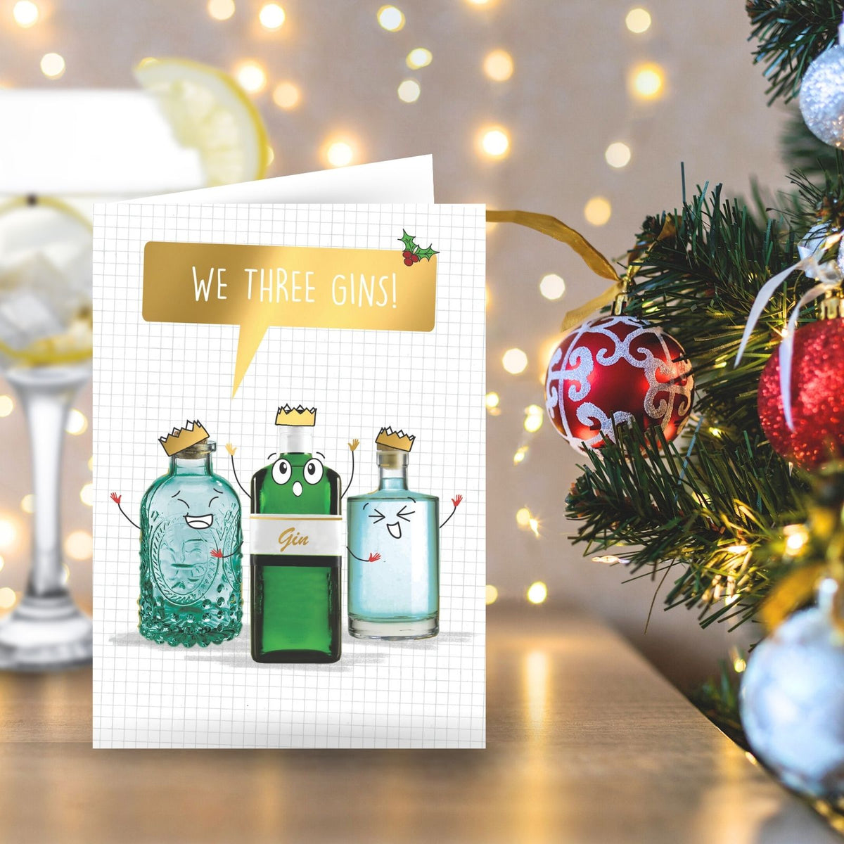 Quitting Hollywood Christmas Card We Three Gins! Funny Card