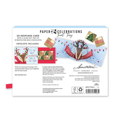 Christmas Pop Up Card With Chocolates 3D Reindeer Treat Tray Card & Gift
