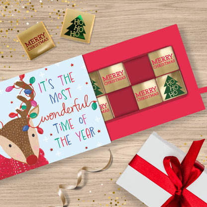 Christmas Pop Up Card With Chocolates 3D Reindeer Treat Tray Card & Gift