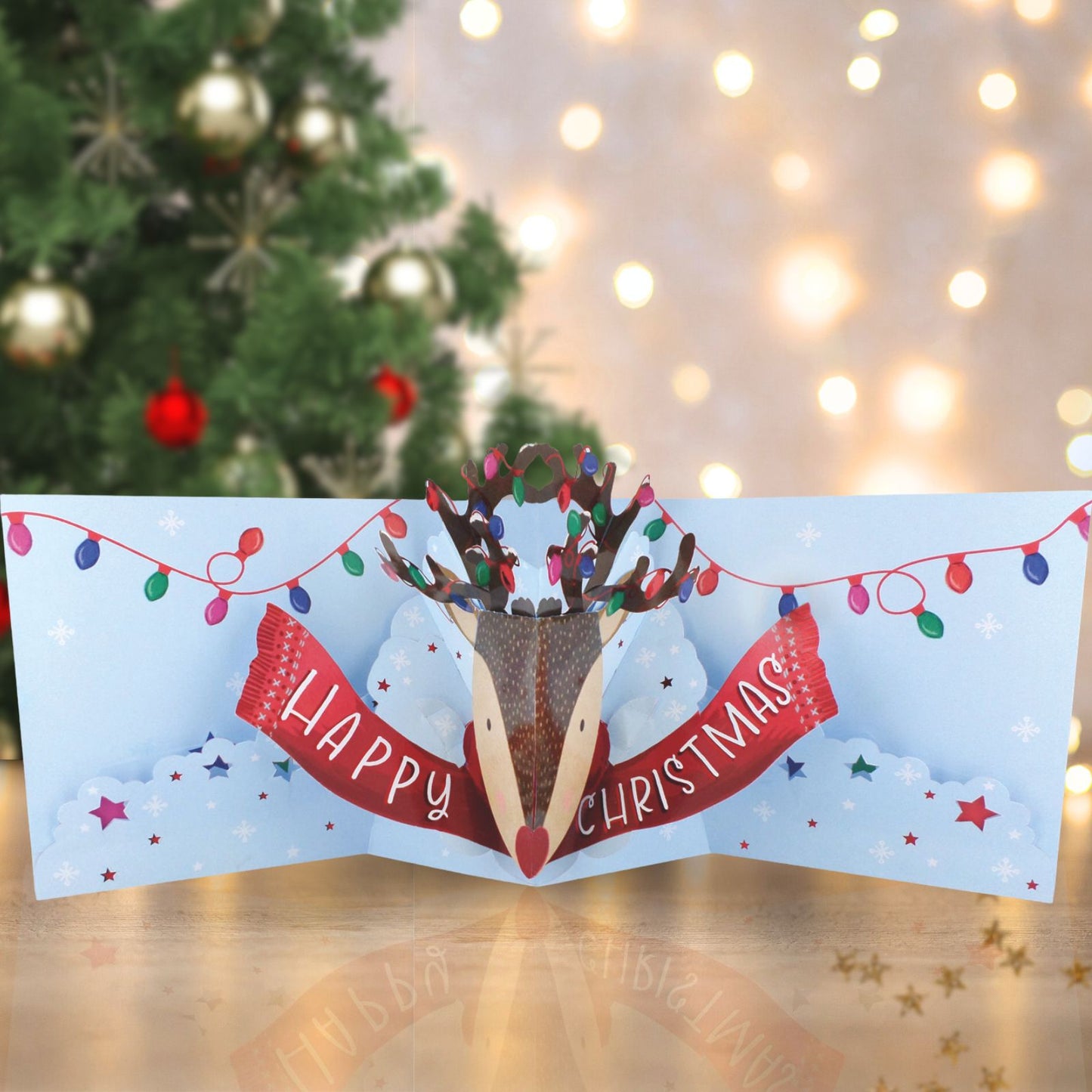 Christmas Pop Up Card With Chocolates 3D Reindeer Treat Tray Card & Gift