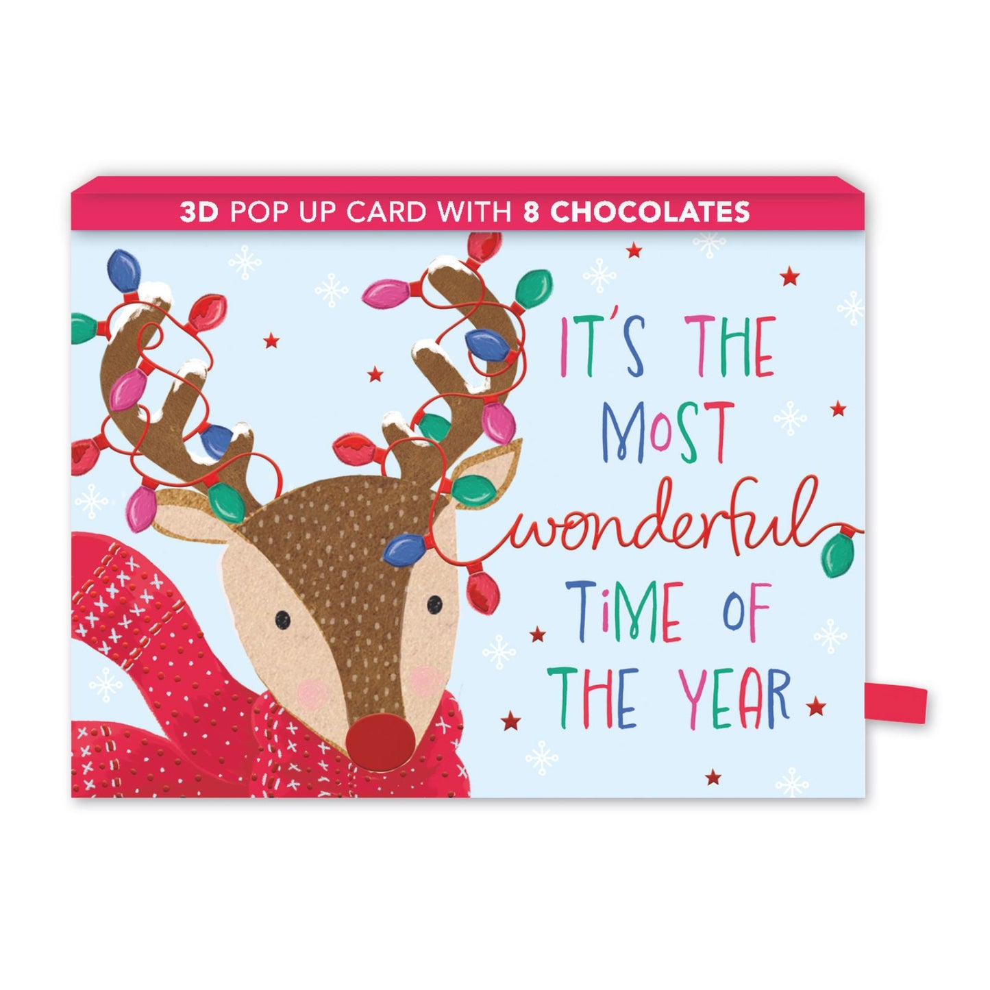 Christmas Pop Up Card With Chocolates 3D Reindeer Treat Tray Card & Gift