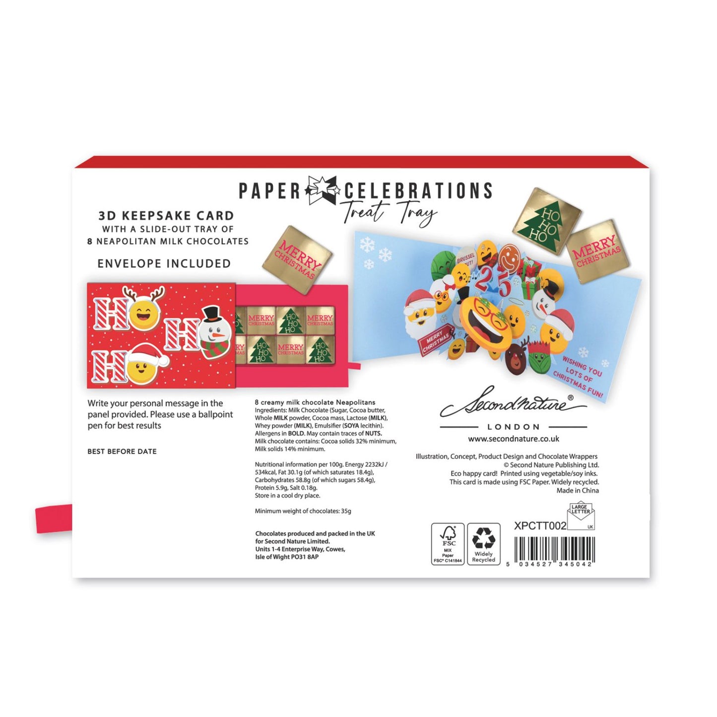 Christmas Pop Up Card With Chocolates 3D Emojis Treat Tray Card & Gift