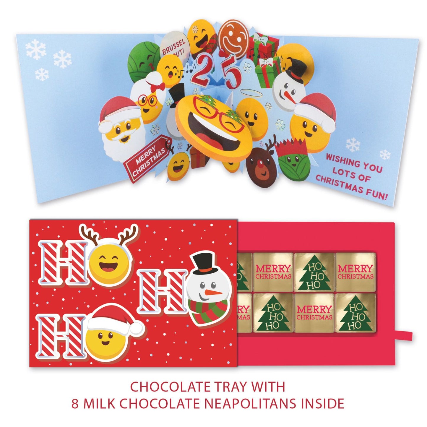 Christmas Pop Up Card With Chocolates 3D Emojis Treat Tray Card & Gift
