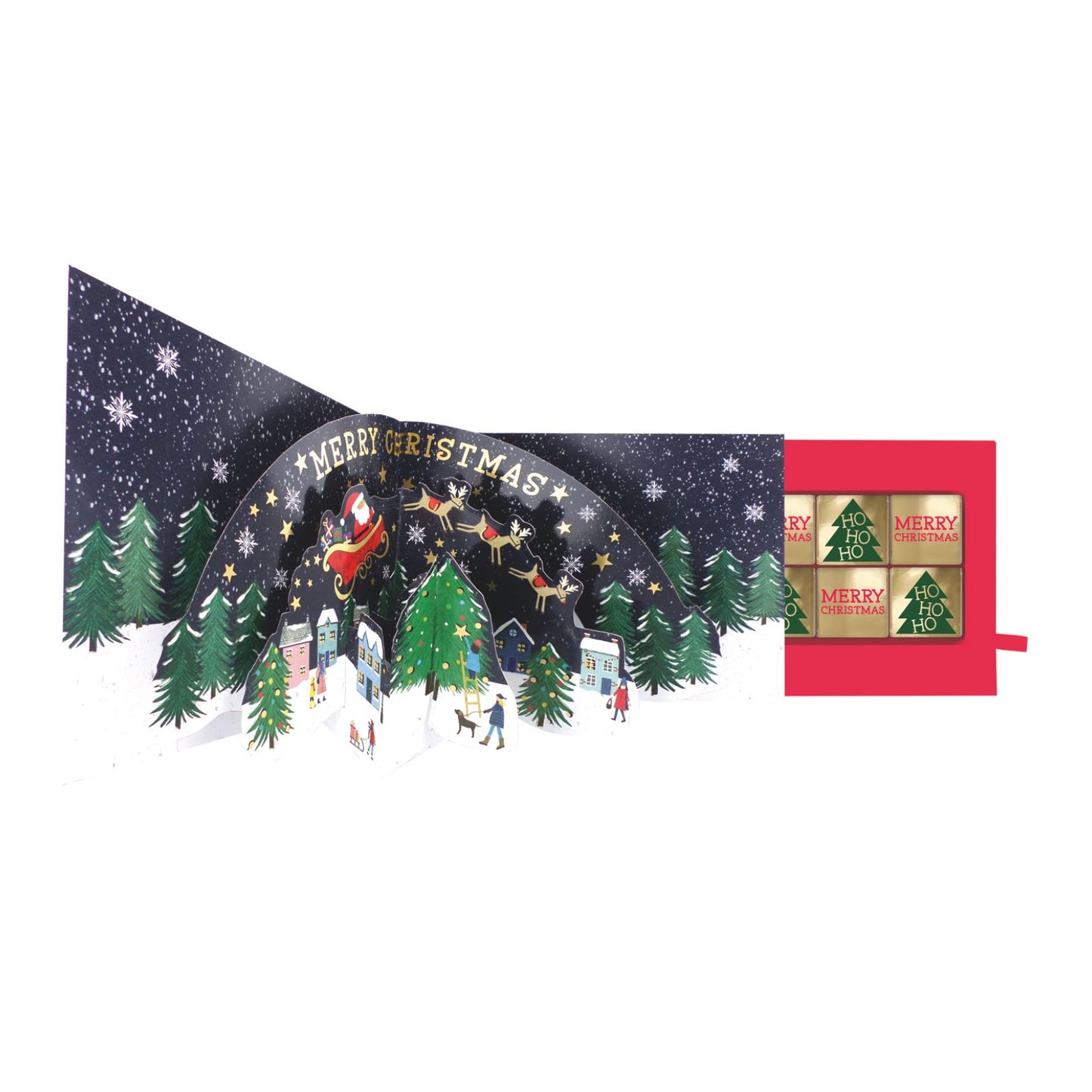 Christmas Pop Up Card With Chocolates 3D Santa Treat Tray Card & Gift