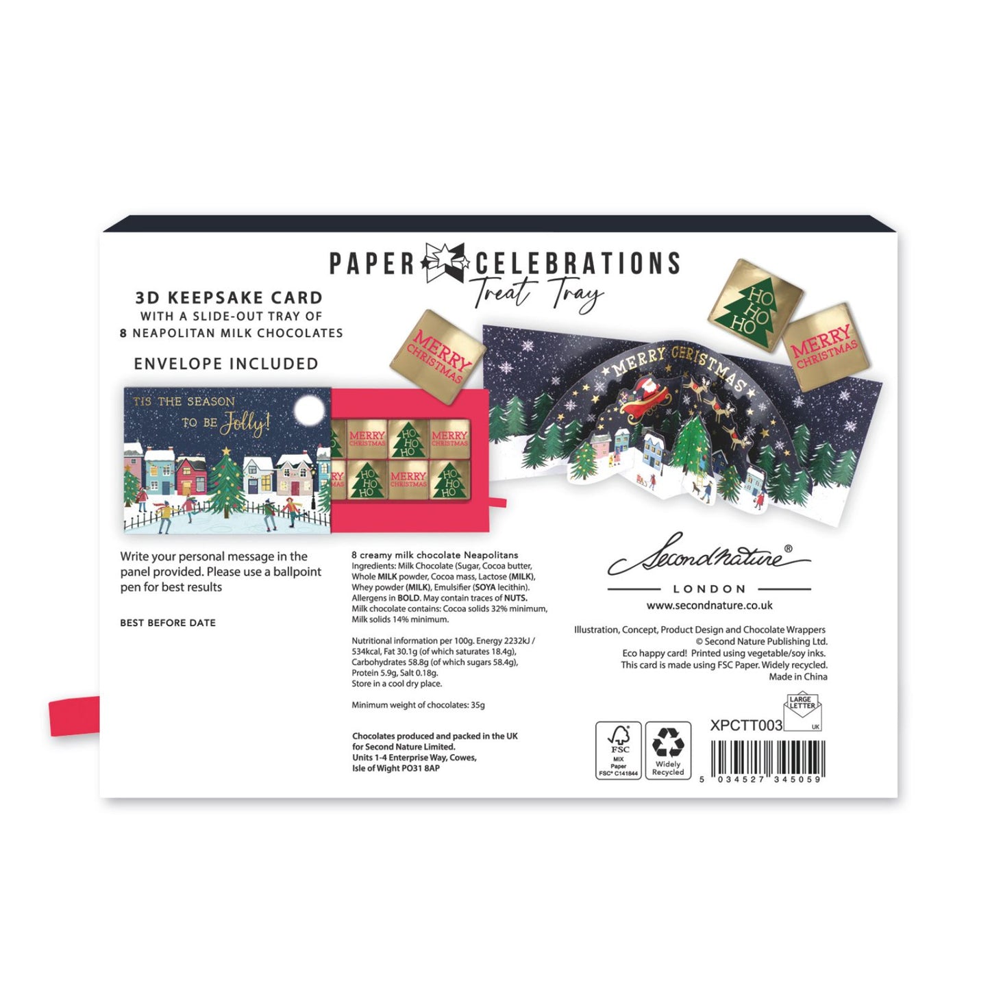Christmas Pop Up Card With Chocolates 3D Santa Treat Tray Card & Gift