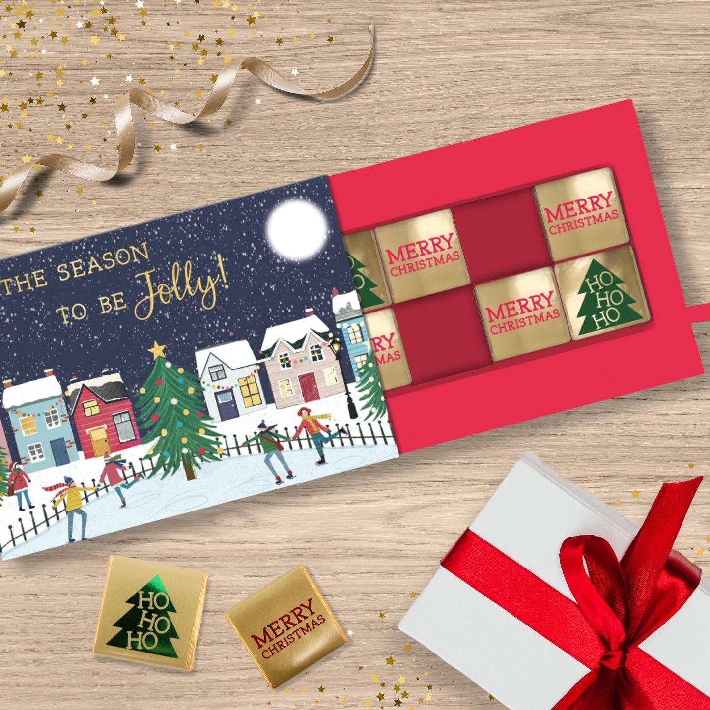 Christmas Pop Up Card With Chocolates 3D Santa Treat Tray Card & Gift