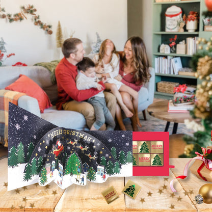 Christmas Pop Up Card With Chocolates 3D Santa Treat Tray Card & Gift