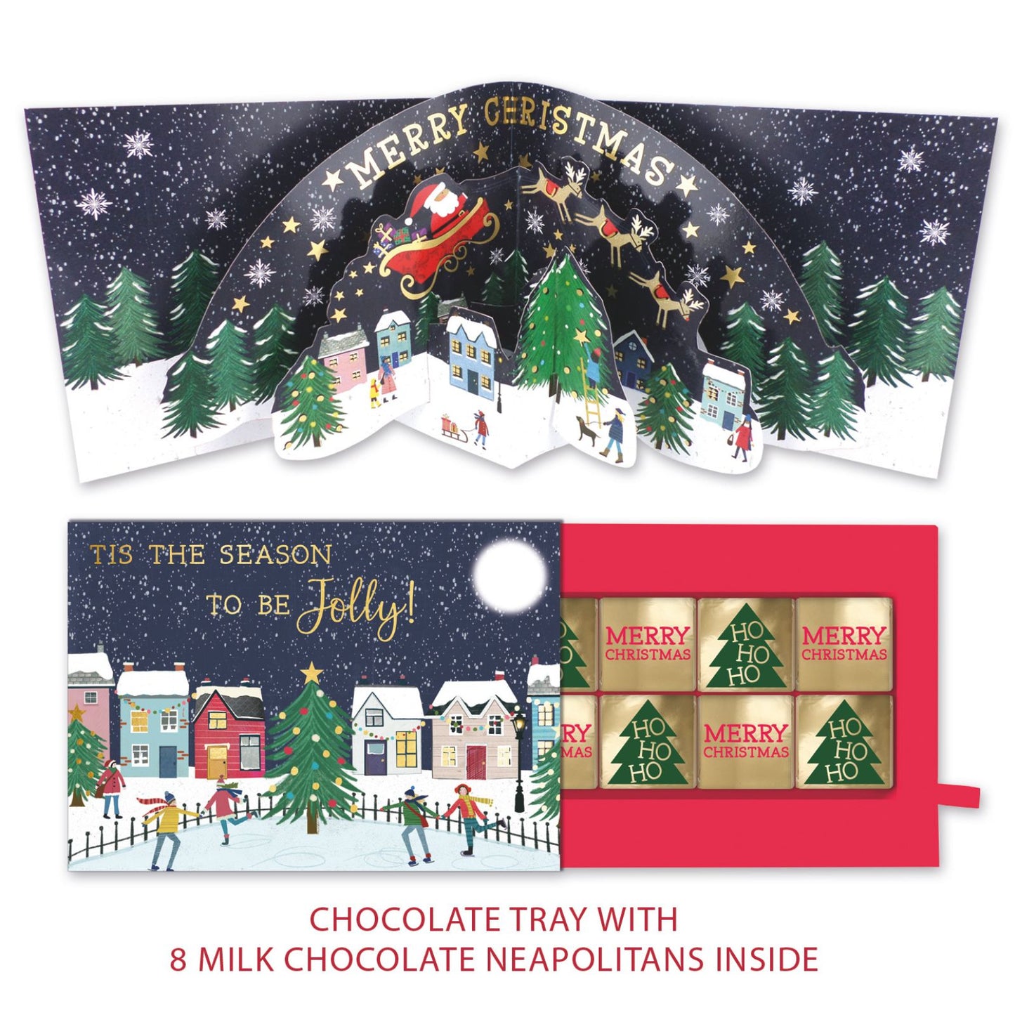 Christmas Pop Up Card With Chocolates 3D Santa Treat Tray Card & Gift