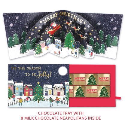 Christmas Pop Up Card With Chocolates 3D Santa Treat Tray Card & Gift