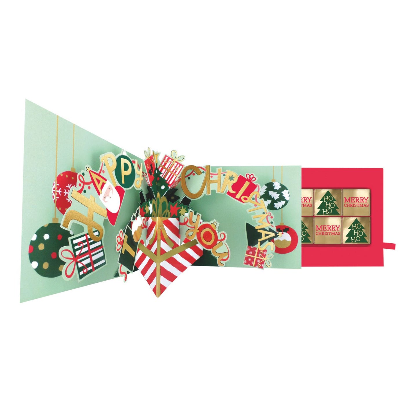 Christmas Pop Up Card With Chocolates 3D Festive Treat Tray Card & Gift