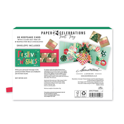 Christmas Pop Up Card With Chocolates 3D Festive Treat Tray Card & Gift