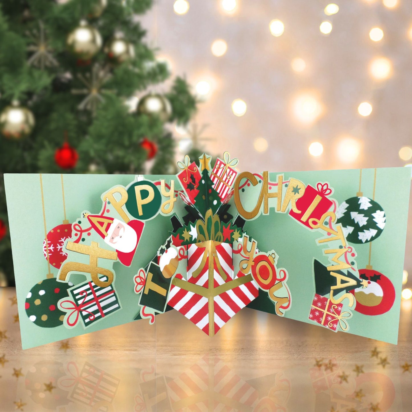 Christmas Pop Up Card With Chocolates 3D Festive Treat Tray Card & Gift