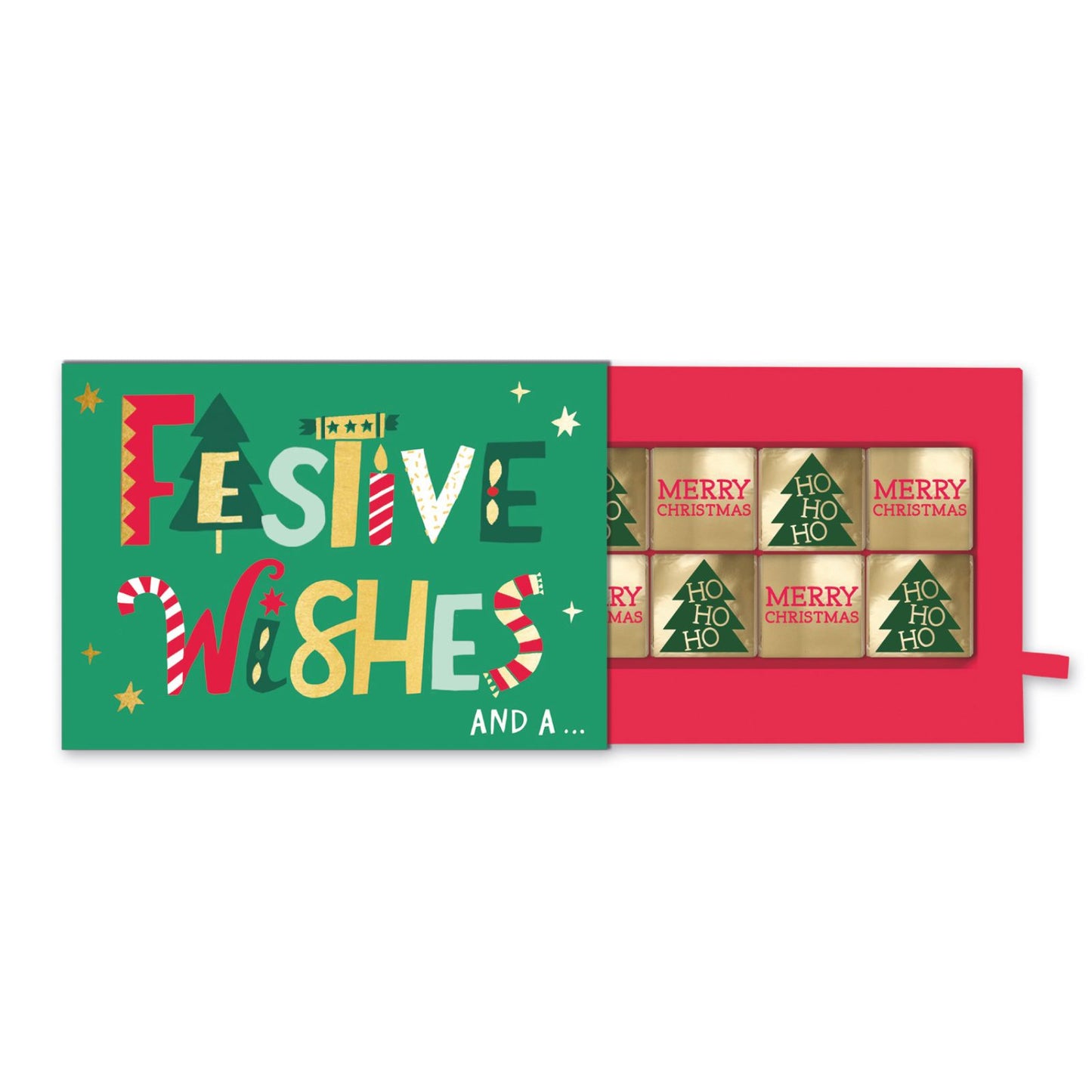 Christmas Pop Up Card With Chocolates 3D Festive Treat Tray Card & Gift