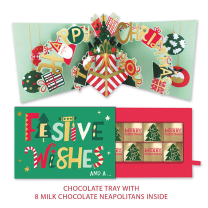 Christmas Pop Up Card With Chocolates 3D Festive Treat Tray Card & Gift