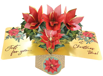 Poinsettia Just For You Christmas Pop Up Greeting Card