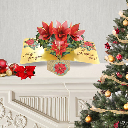 Poinsettia Just For You Christmas Pop Up Greeting Card