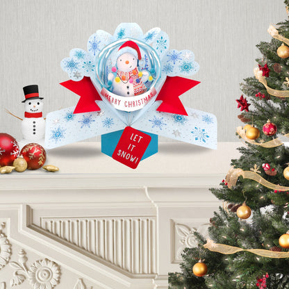 Magical Snowman Snowglobe Christmas Pop Up Greeting Card