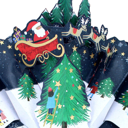 3D Pop Up Christmas Card Santa & Reindeers DesignGreeting Card Mailable Pop Ups