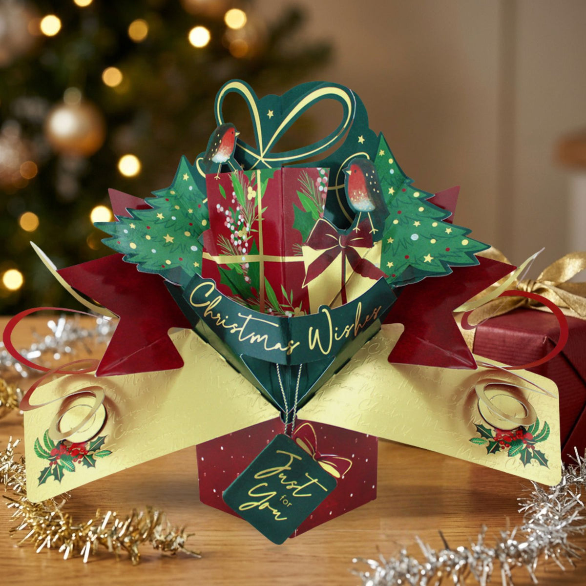 3D Pop Up Christmas Card Gift With Robins DesignGreeting Card Mailable Pop Ups
